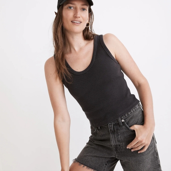 Madewell Waffle Knit Scoop Crop Tank - Picture 2 of 8